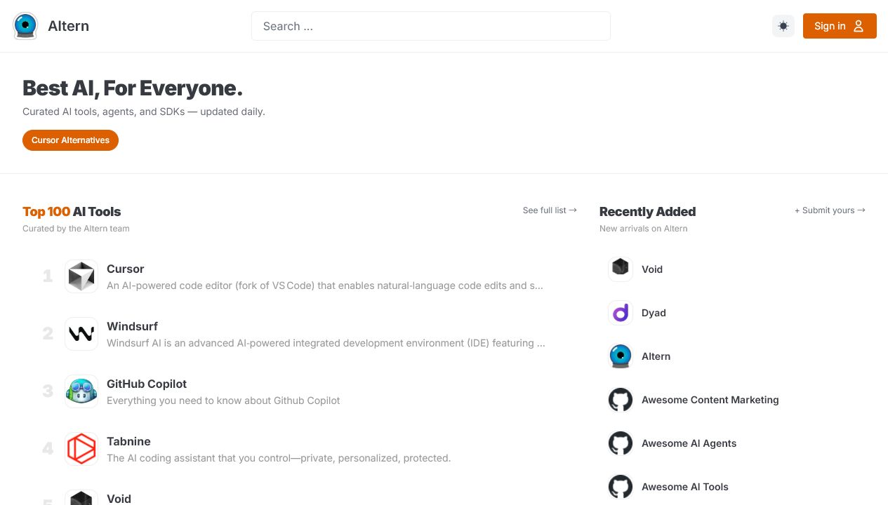 Altern Product Interface
