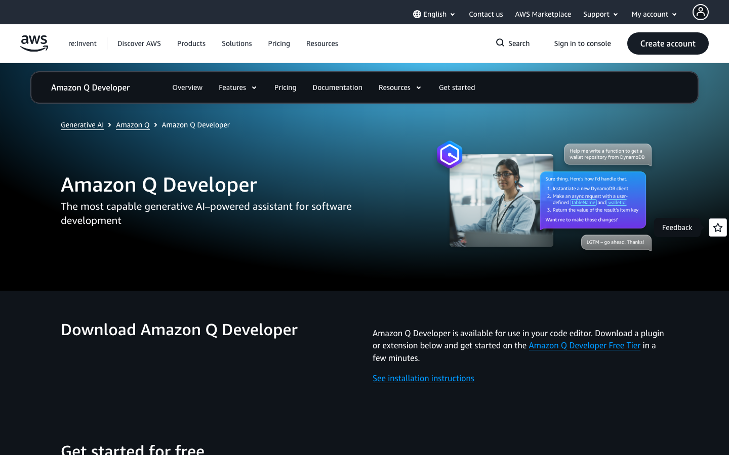 Amazon CodeWhisperer Product Interface