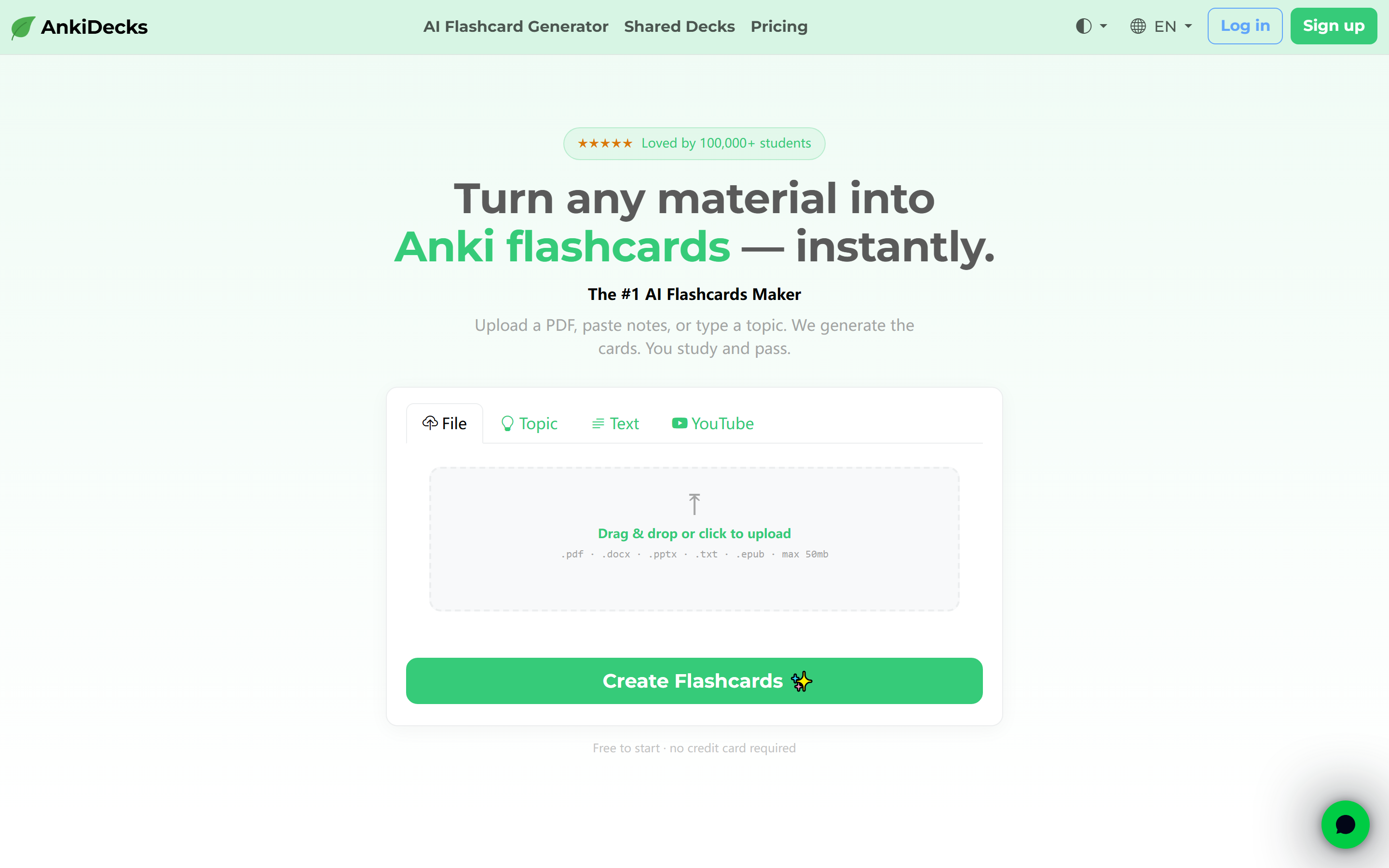 AnkiDecks AI Product Interface