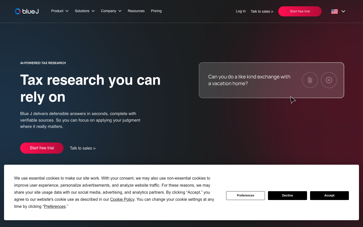 Blue J Legal Product Interface