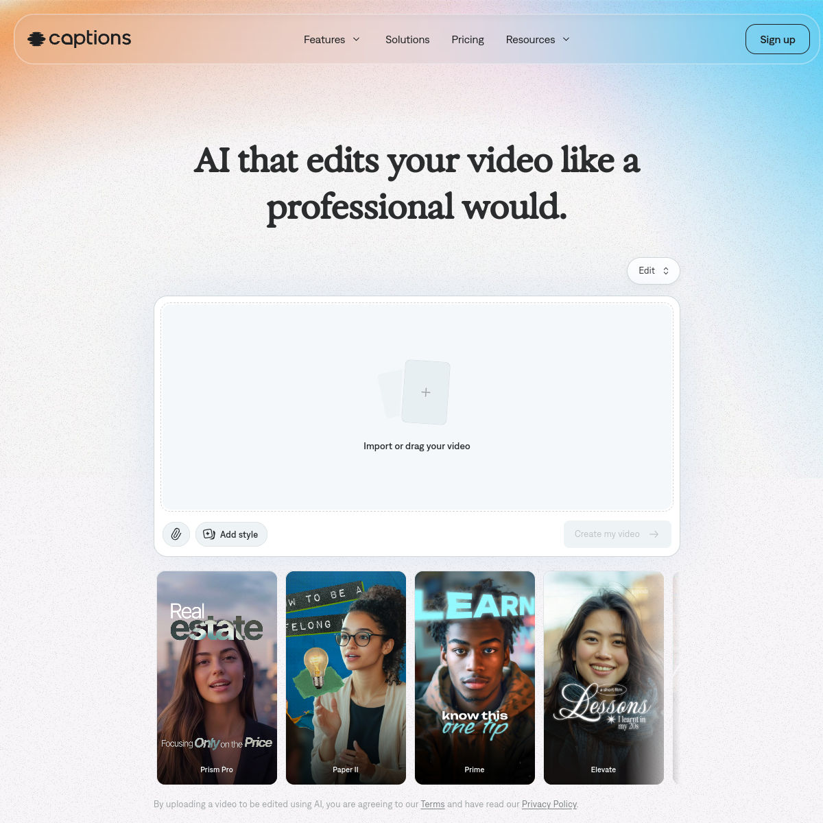 Captions Product Interface