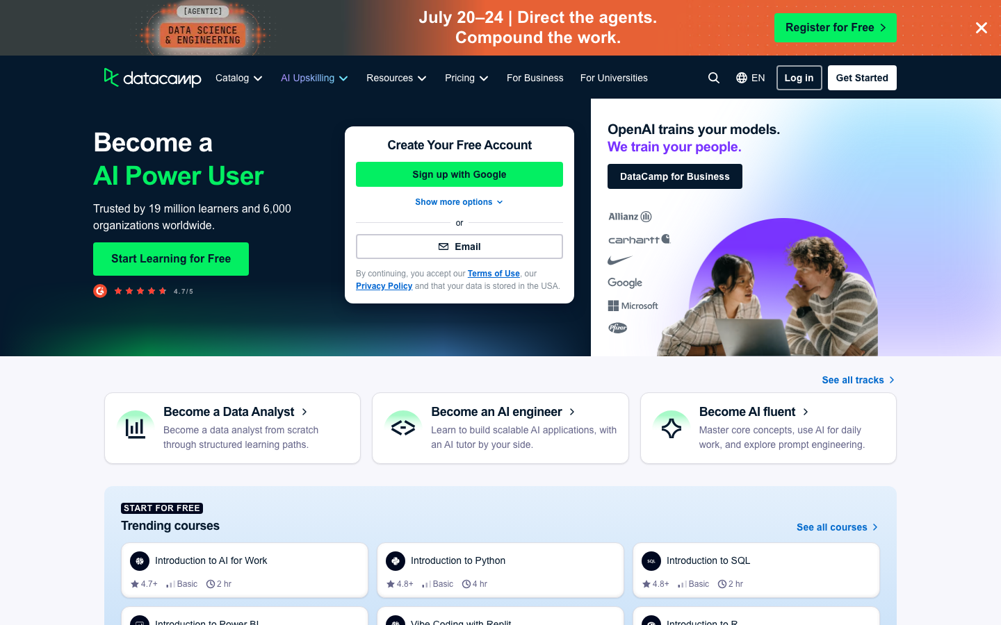 DataCamp AI 产品界面