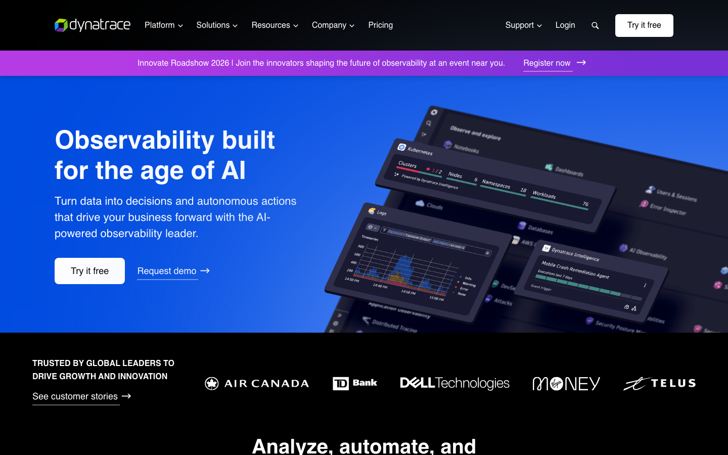 Dynatrace Interface du produit