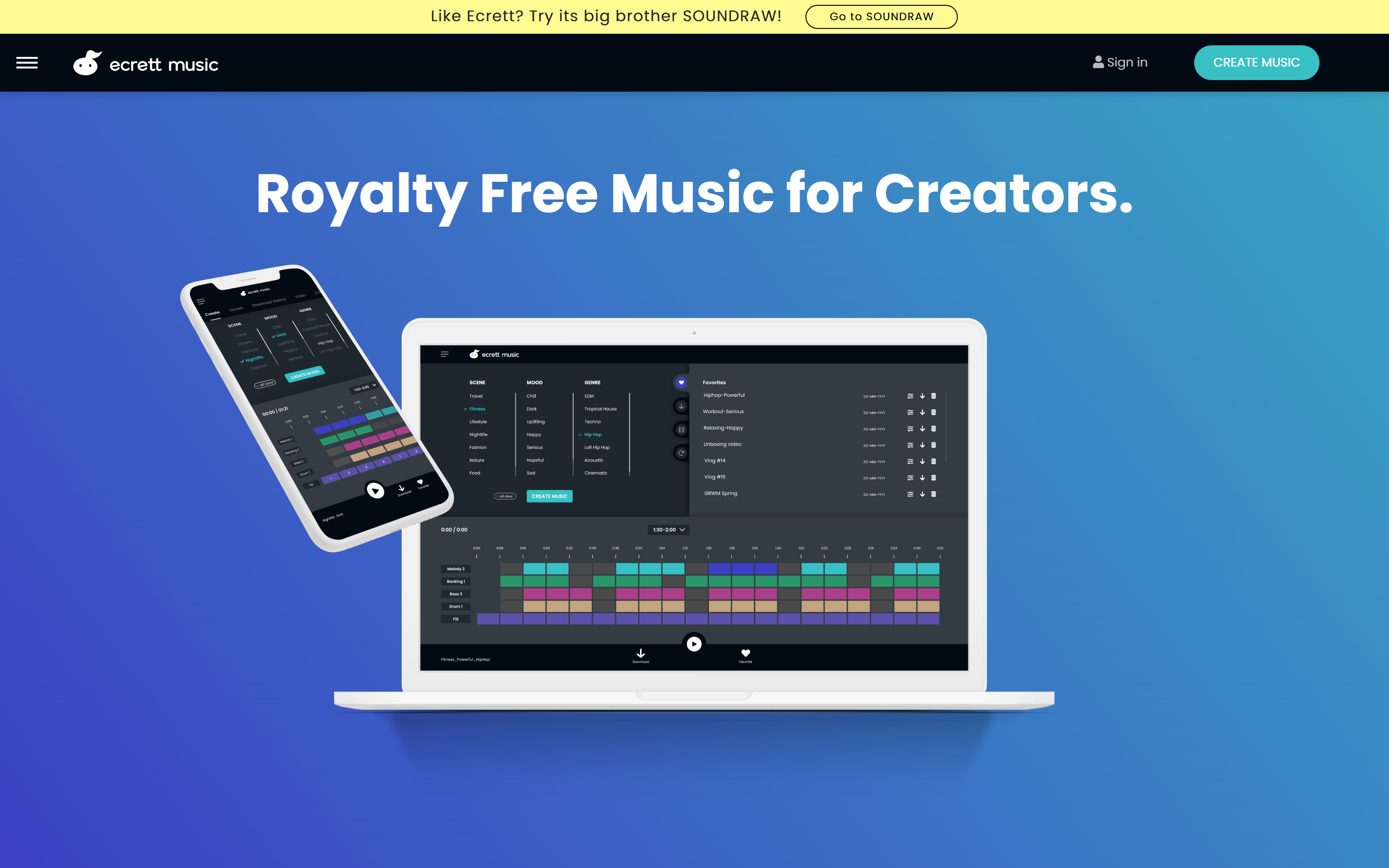 Ecrett Music 产品界面