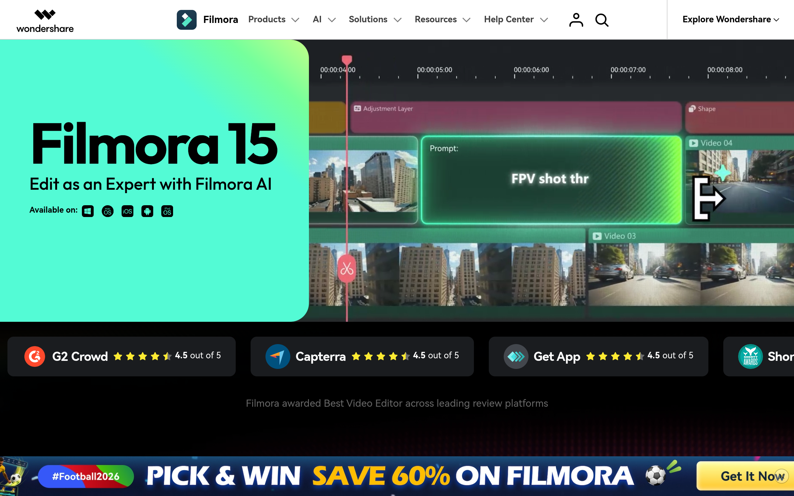 Wondershare Filmora 产品界面