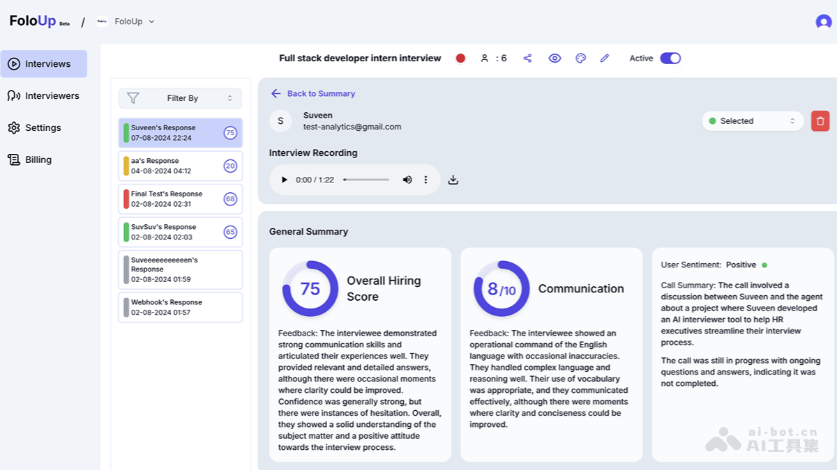 Foloup Product Interface