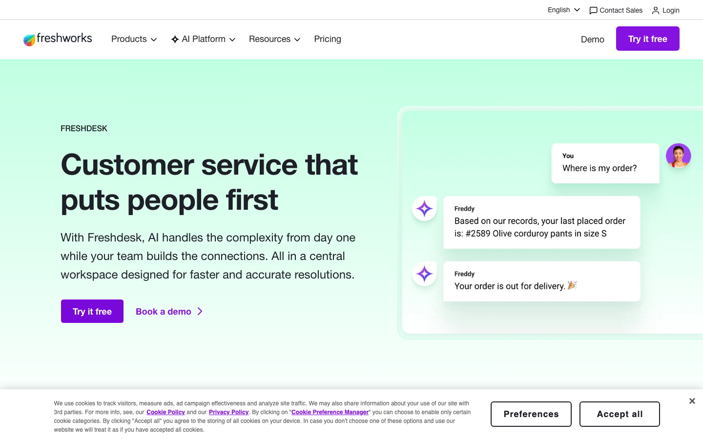 IA Freshdesk Interface du produit