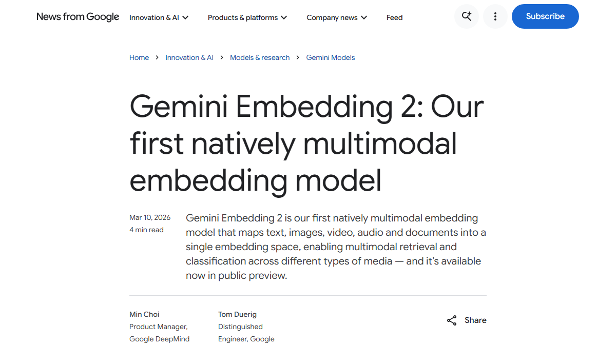 Gemini Embedding 2 Product Interface