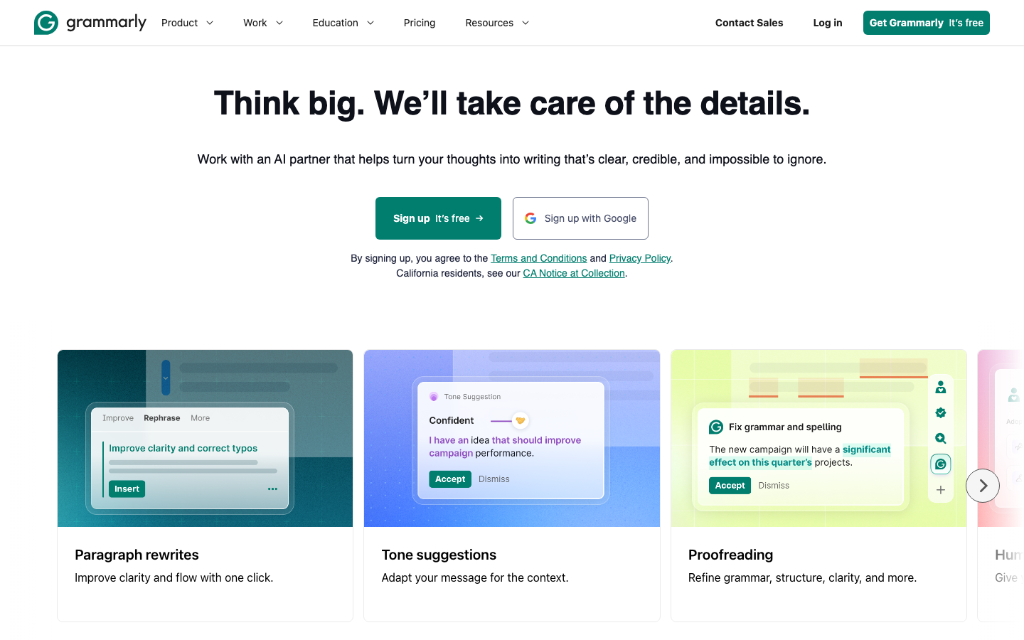Grammarly 产品界面