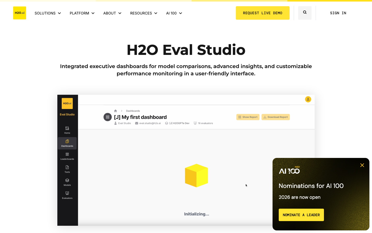 H2O EvalGPT 产品界面