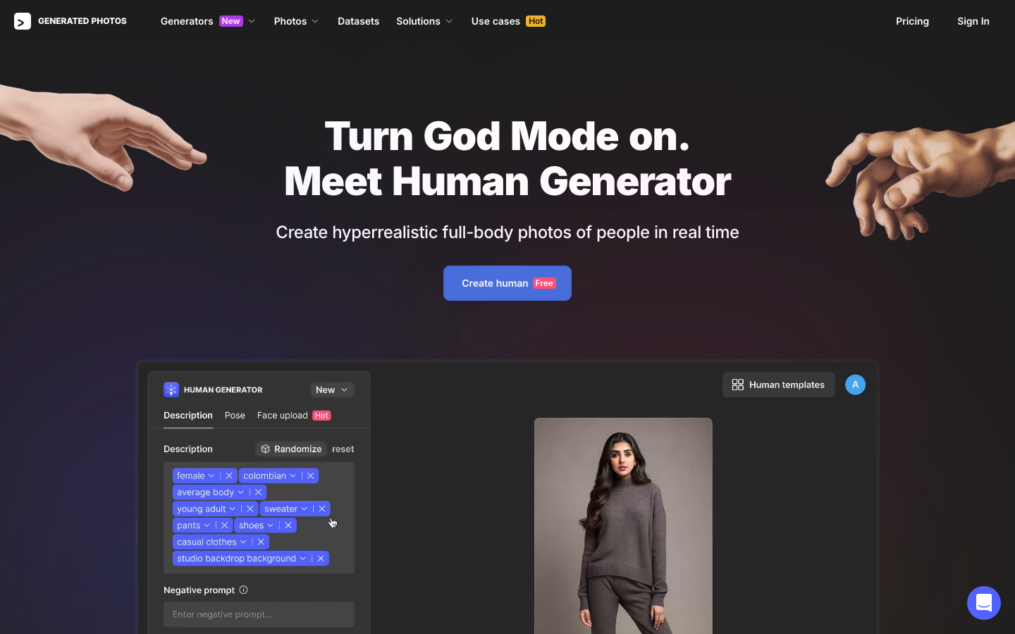Human Generator 产品界面