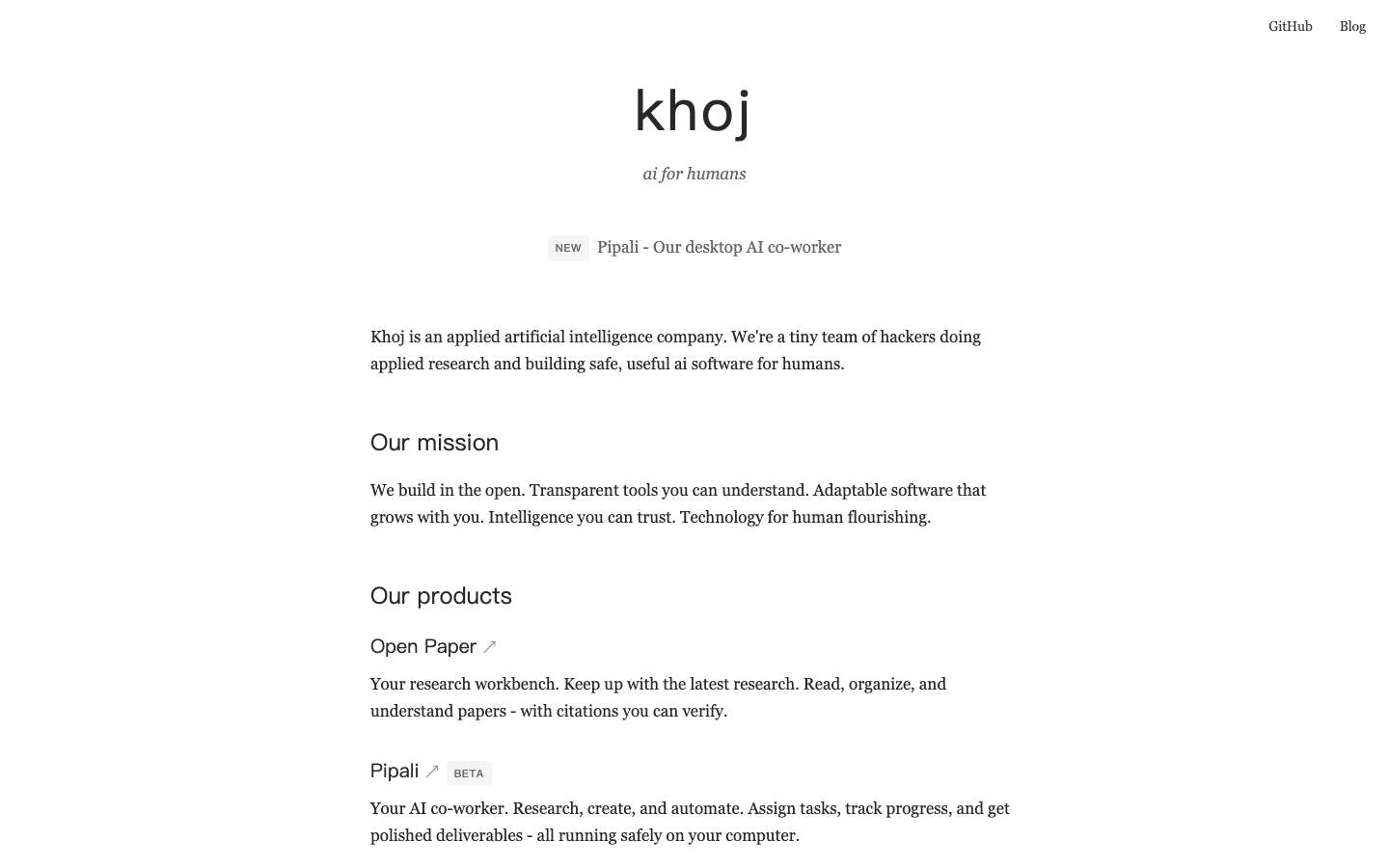 Khoj Produktoberfläche