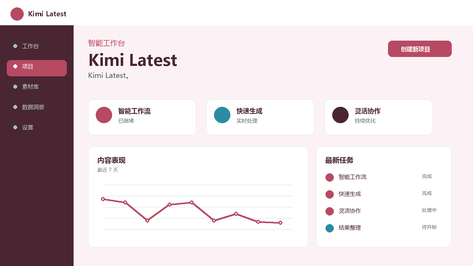키미 최신 제품 인터페이스
