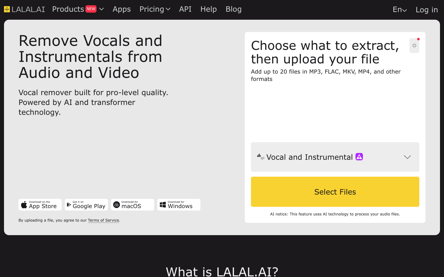 LALAL.AI 产品界面