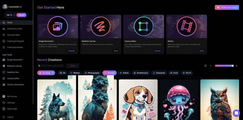 Leonardo AI 产品界面