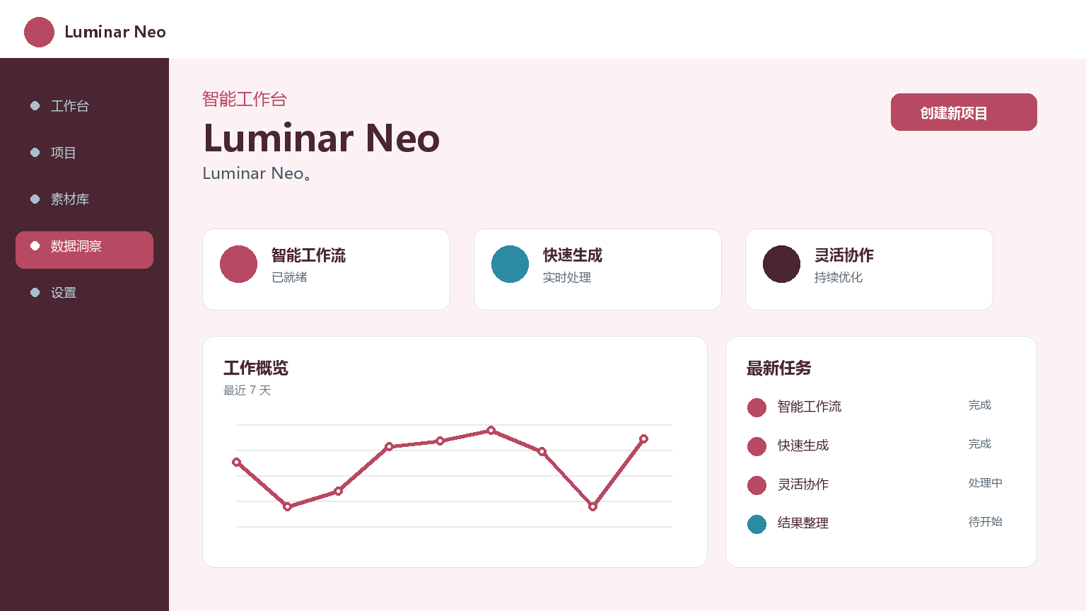 루미나 네오 제품 인터페이스