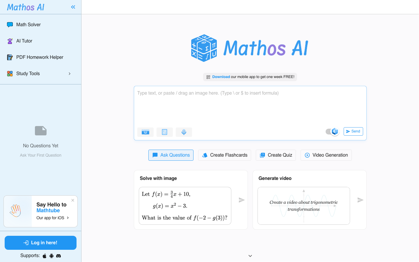 Mathos AI 产品界面