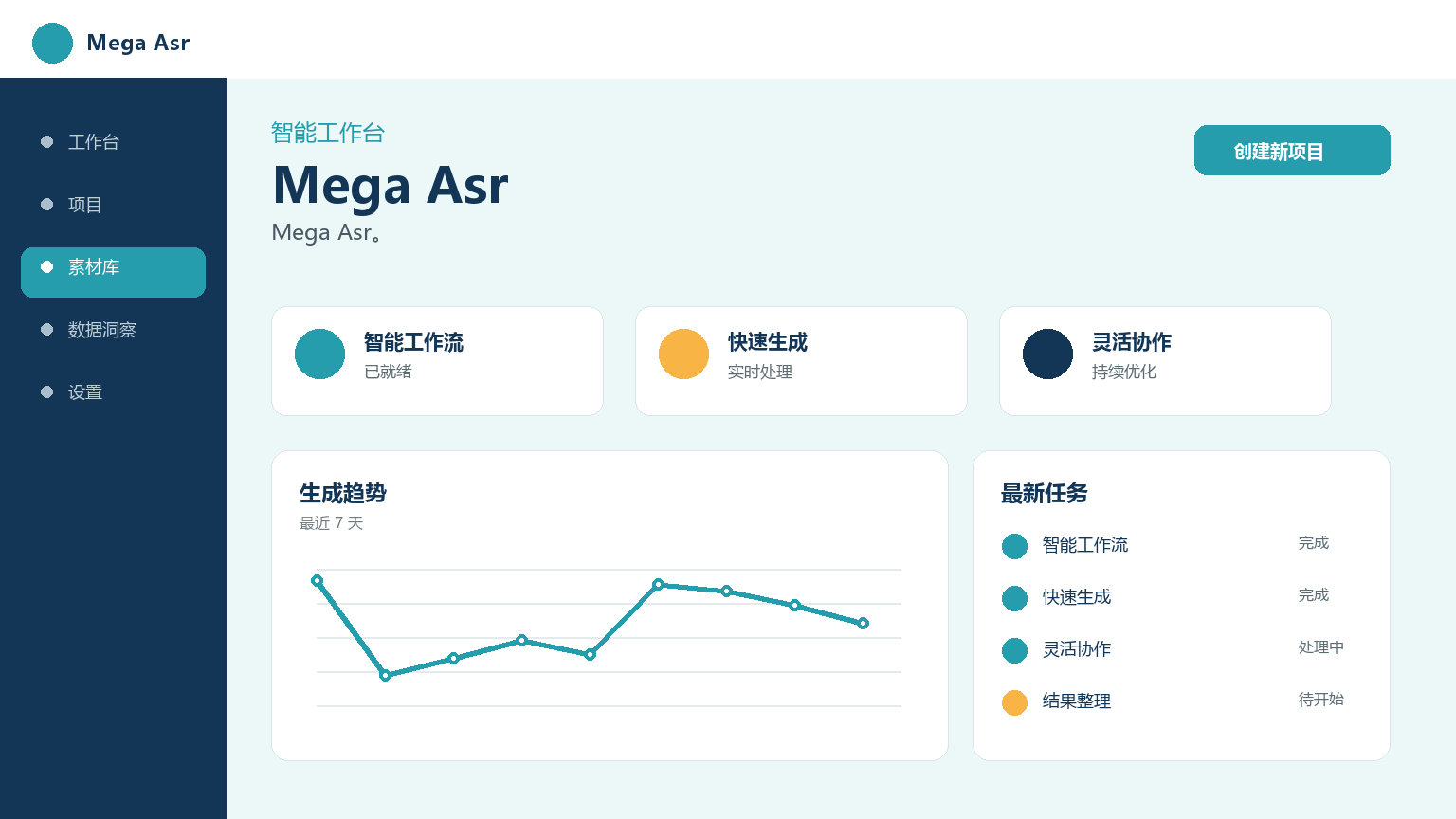 메가 Asr 제품 인터페이스