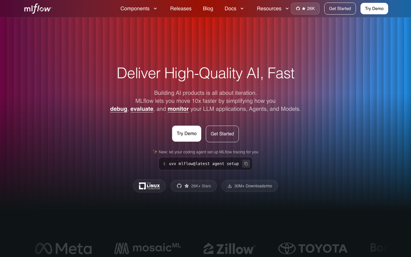 MLflow 产品界面