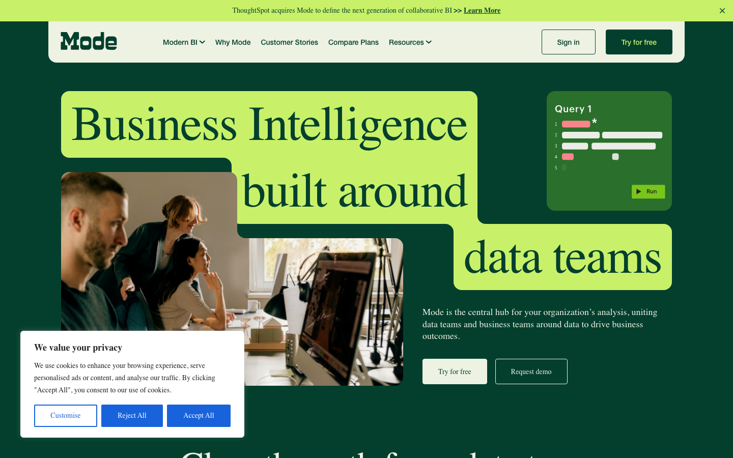 Mode Analytics 产品界面