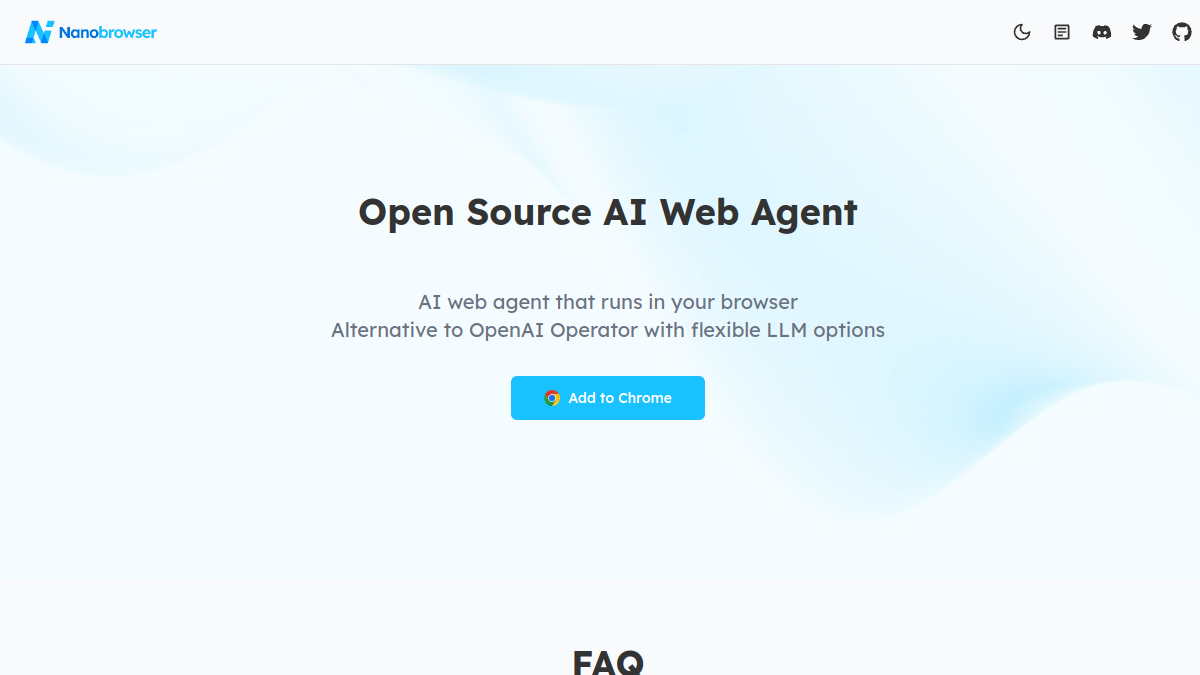 Nanobrowser Product Interface