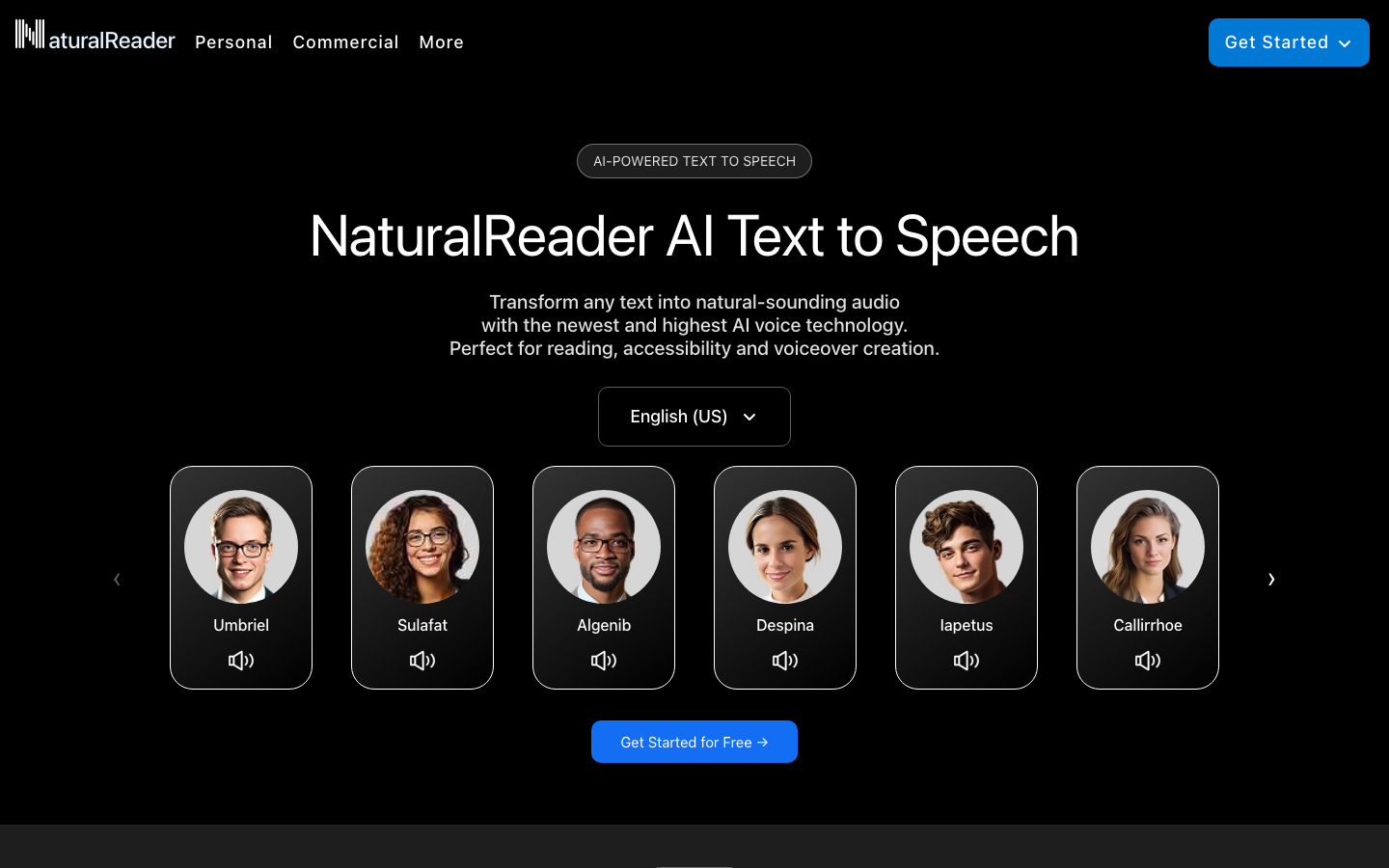 NaturalReader 产品界面