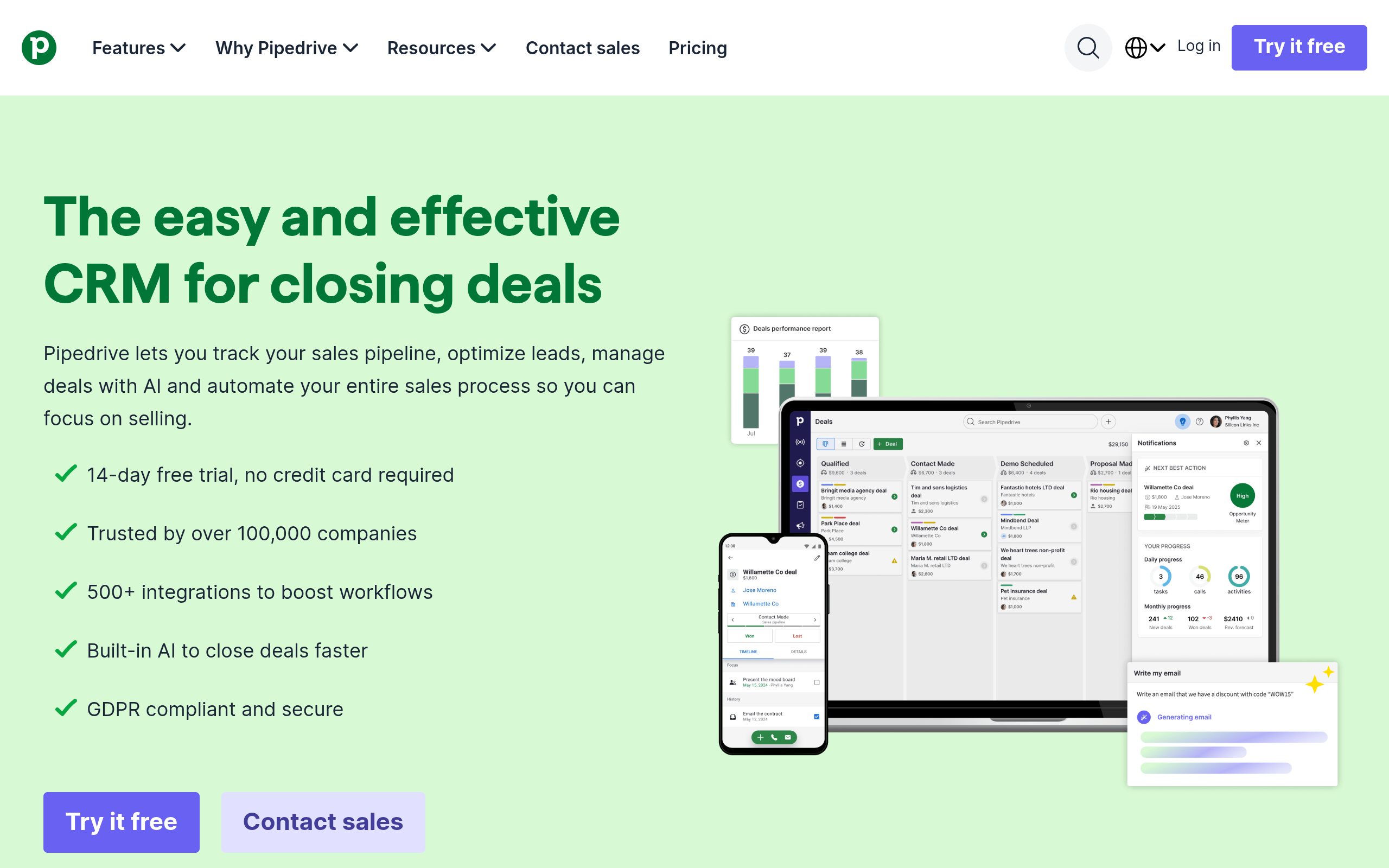 Pipedrive 产品界面