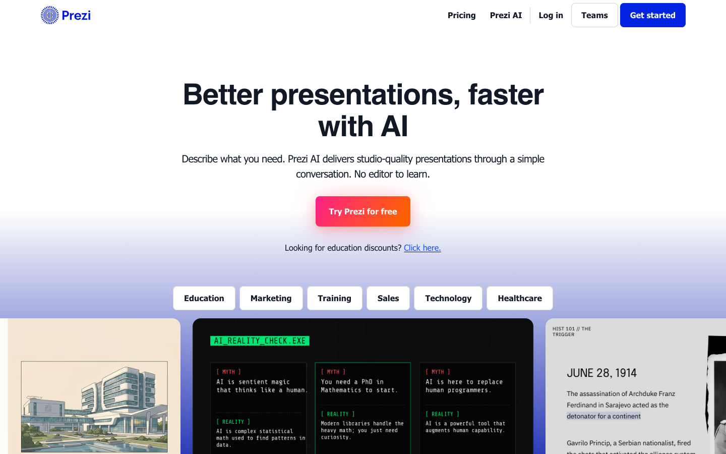 Prezi AI 产品界面