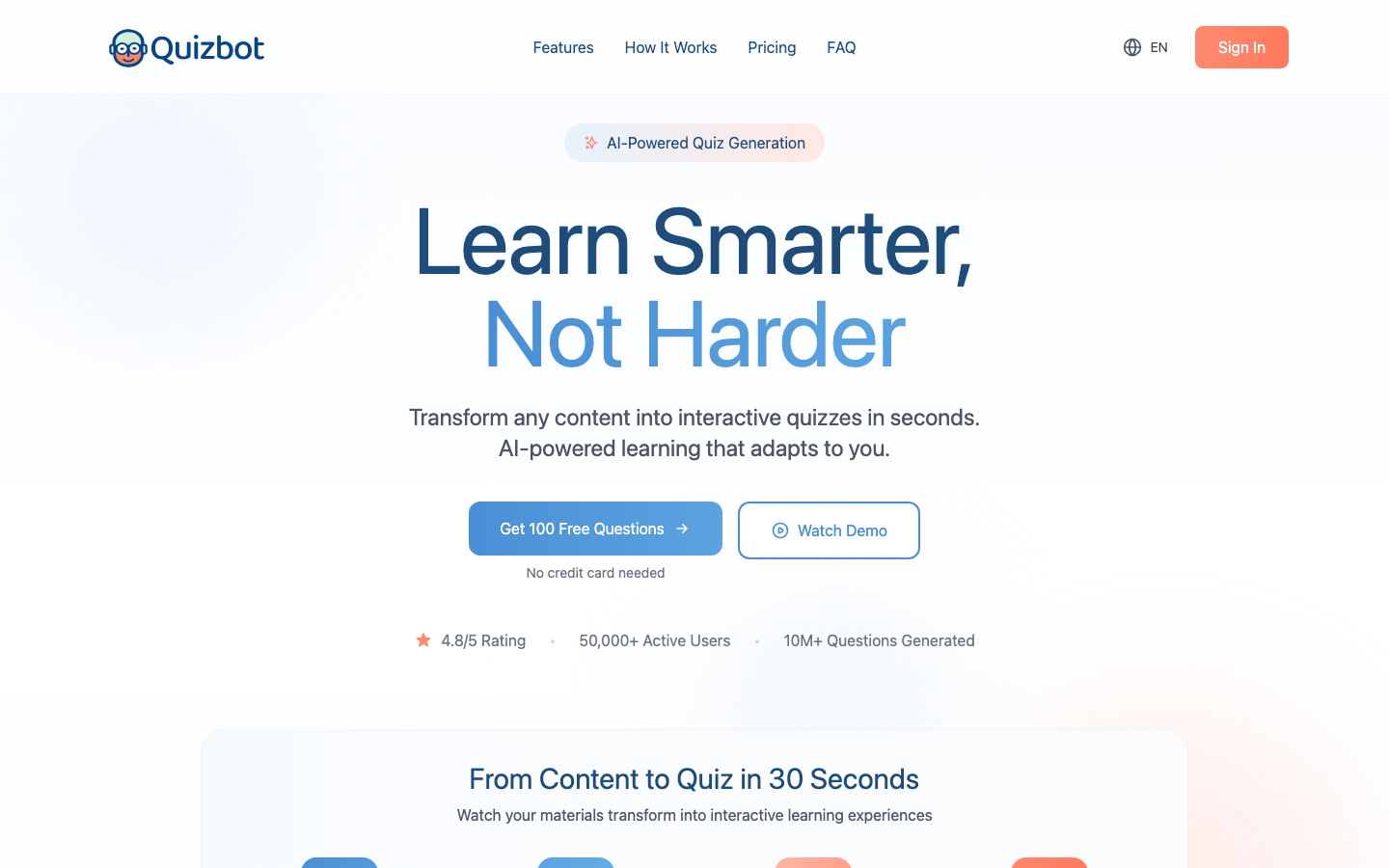 Quizbot 产品界面