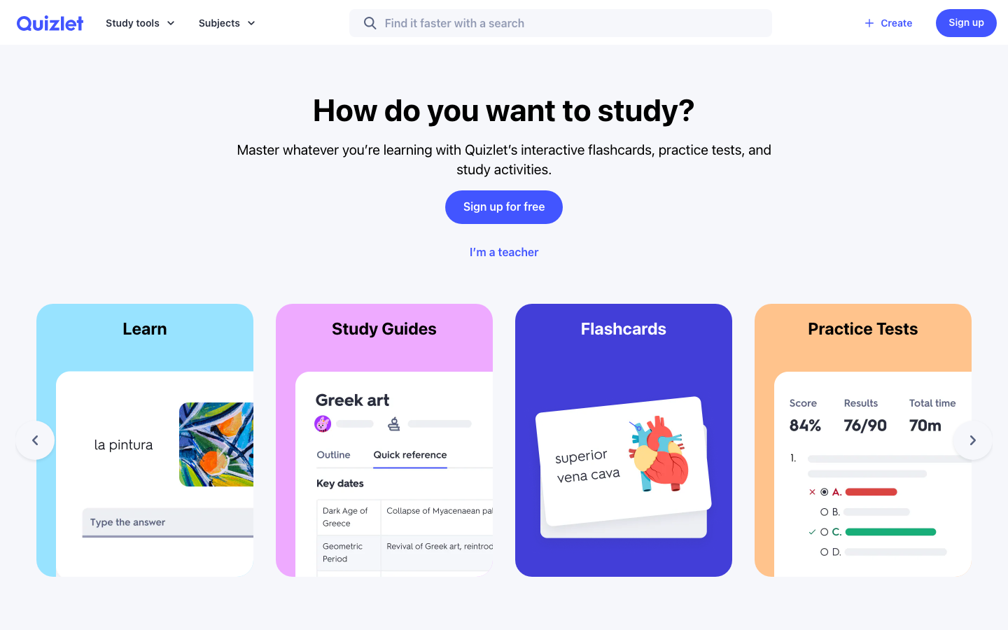 Quizlet AI 产品界面