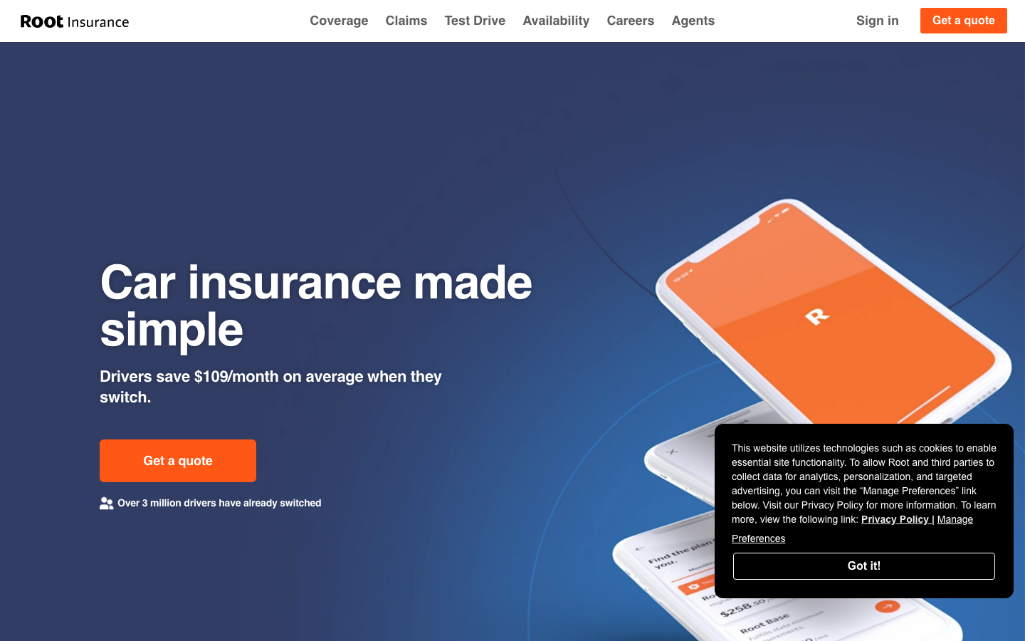 Root Insurance 产品界面
