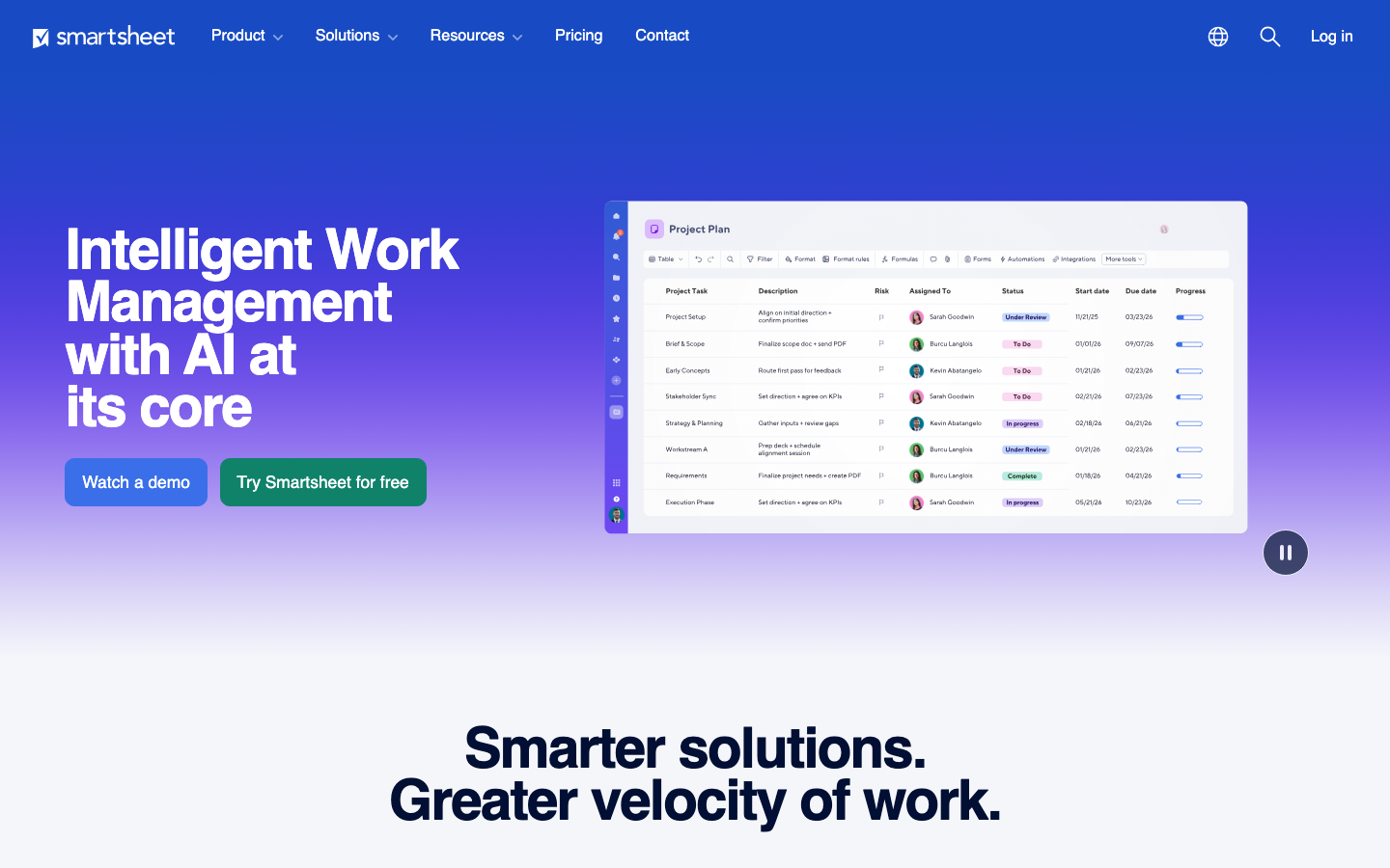 Smartsheet AI 产品界面