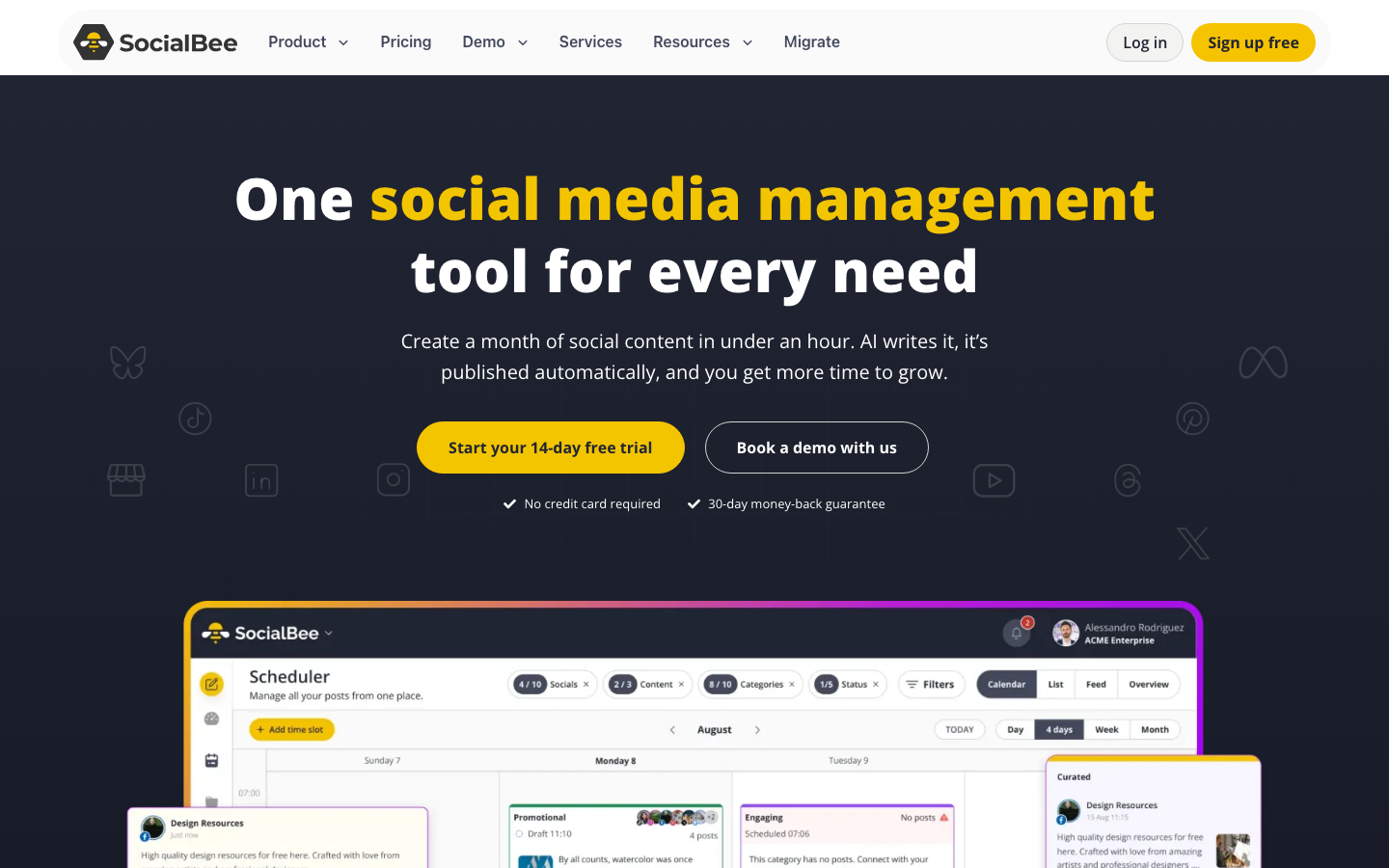 SocialBee 产品界面