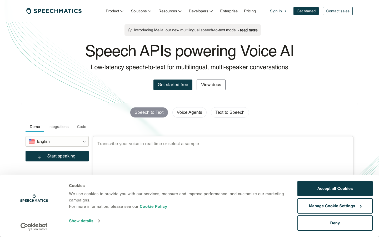 Speechmatics 产品界面