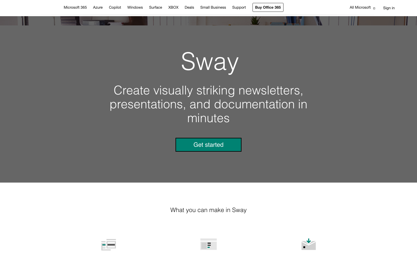 Microsoft Sway AI 产品界面