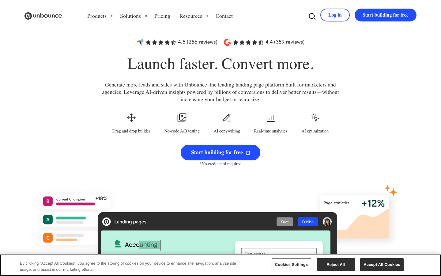 Unbounce 产品界面