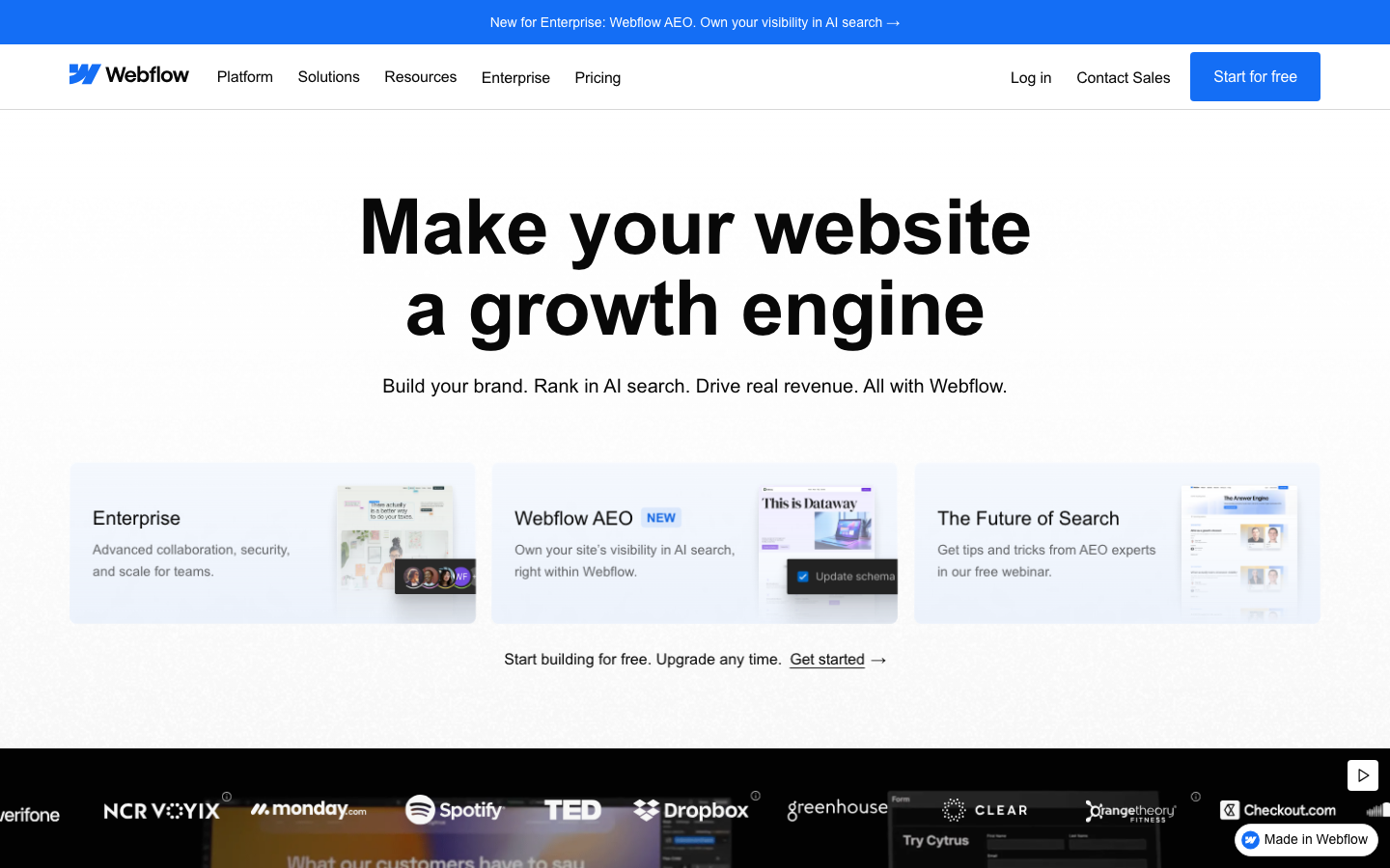 Webflow AI 产品界面